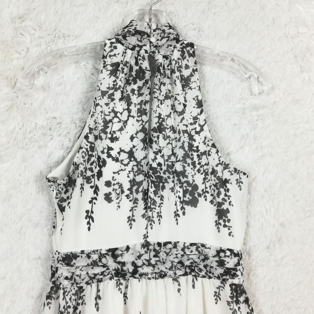 Jessica Simpson Womens Dress Halter Shift Above Knee White Black Floral Tie 2 - Picture 11 of 12